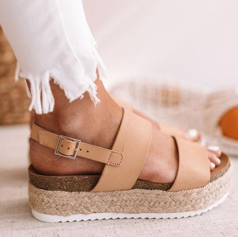 Platform cognac sandals